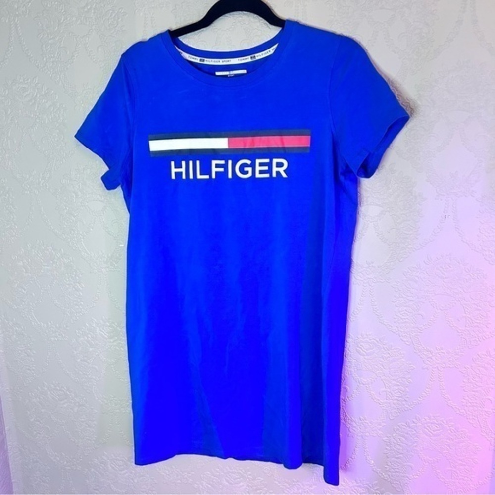 Tommy Hilfiger Blue Graphic T-Shirt dress L Large very good condition